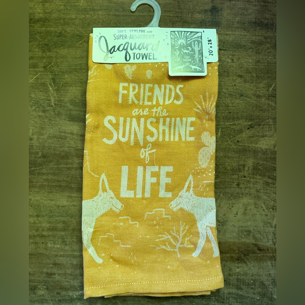 Primitives By Kathy Kitchen Towel - Gold Friends Are the Sunshine of Life NEW